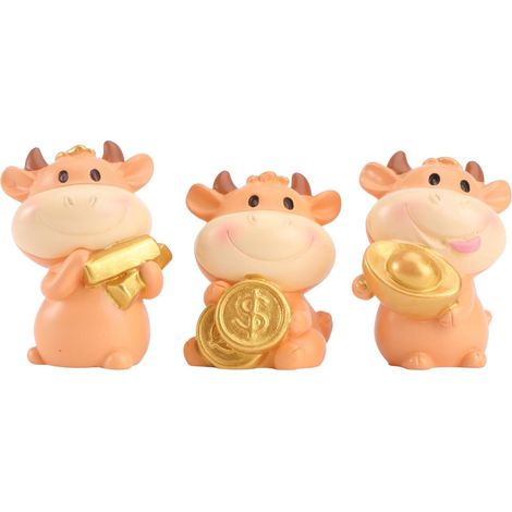 Ornement de Vache Artisanat Solide Résistant la Déformation en Résine 3pcs Jaune Décoration de Bureau et Maison Accessoire Mignon pour Intérieur (1/5)