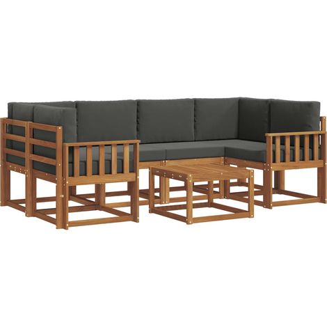 Set di divani da esterno 7 pz Naturale e Antracite vidaXL (1/5)