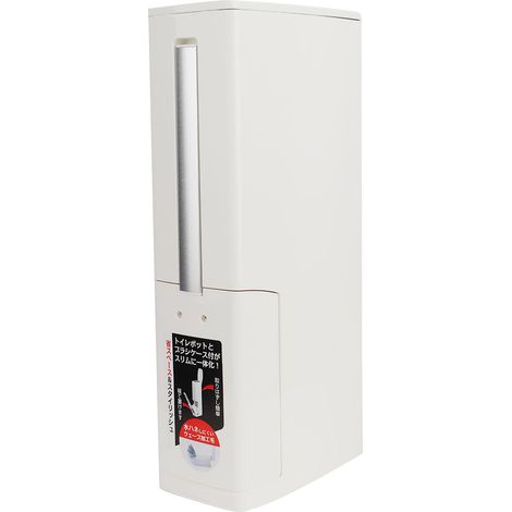 Poubelle de Toilette avec Brosse Dissimulée Design Compact Blanc Plastique Résistant Égouttement Pratique Gain de Place (1/5)