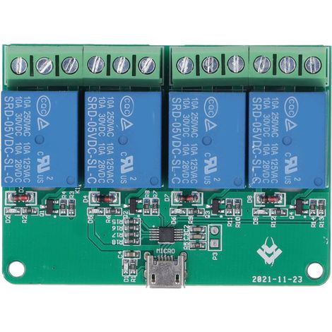 Module Relais 4 Canaux 5V pour Carte d'Extension USB Contrôle Intelligent PC Commutateur Automatique (1/5)