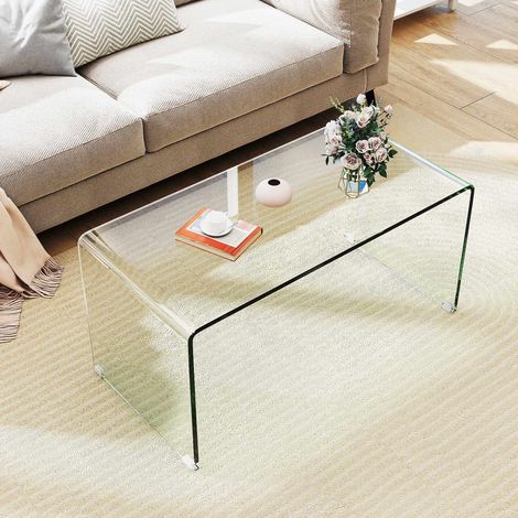 Tempered Glass U-Shaped Coffee Table - 81.5 x 42 x 40 cm (1/5)