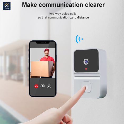 Sonnette sans fil intelligente Z30, sonnette Wi-Fi avec œil de chat, interphone visuel pour la maison-AquaForge