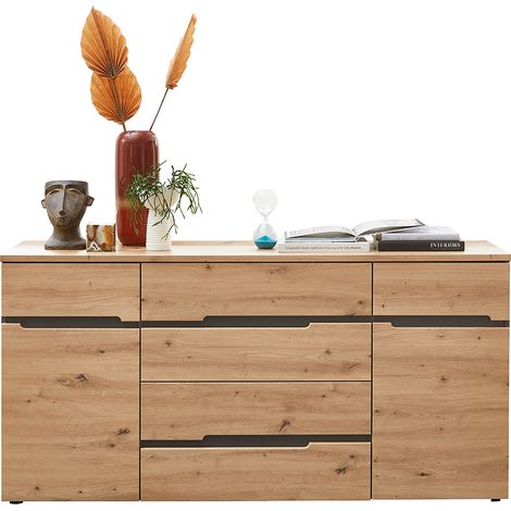 Sideboard in Artisan Eiche Nb. mit Graphit MANRESA-36, B/H/T: ca. 165/82/44 cm (1/5)