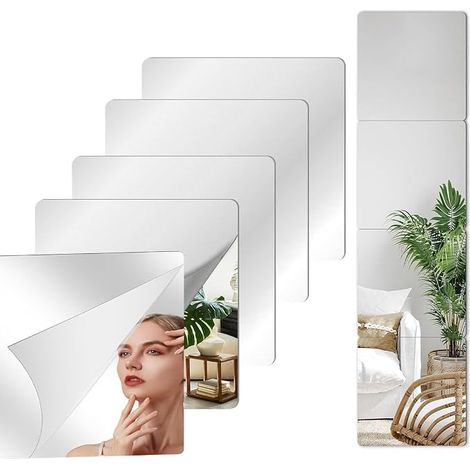 9 Pièces Miroir Adhésif DIY, Miroir Souple Murale Autocollante en Pet, 15x15cm, pour Décoration Murale, Rénovation Domicile, Création Artistique Et Design D'intérieur (1/5)