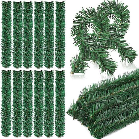 30pcs 14 "Noel Pine Cravate,Artificial Pine Needle Decoration Flexible Cravate,Artificial Pine Green Stem Twisted Steel Wire Branch (1/4)
