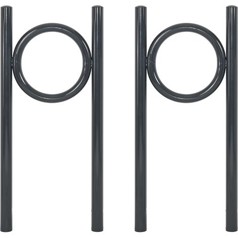 2x Fahrradanlehnbügel 115 x 52 cm Stahl pulverbeschichtet Ø 60 mm zum Einbetonieren Parker Anthrazit Typ O (1/5)