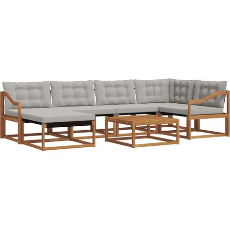 Outdoor Sofa Set 7 pcs Natural and Light Grey Solid Acacia Wood vidaXL (1/5)