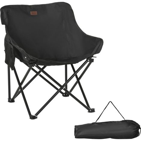 Camping Chair, Lightweight Folding Chair with Carrying Bag and Storage Pocket, Perfect for Festivals, Fishing, Beach and Hiking, Black (1/5)
