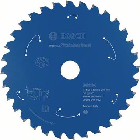 Bosch Kreissägeblatt Expert for Stainless Steel für Akku-Handkreissägen 150 x 1,6 x 20 32 Zähne - 2608644532 (1/5)