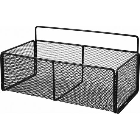 Panier de rangement suspendu en métal noir, étagère murale pour cuisine et salle de bain, noir (1/5)