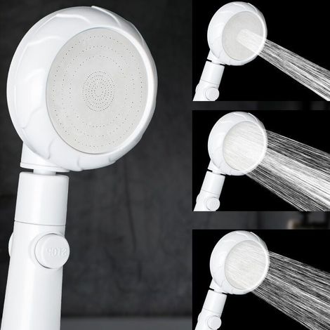 Douche d'arrêt d'eau à un bouton, pommeau de douche sous pression (blanc) (1/2)
