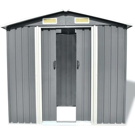 Abri de stockage pour jardin ,Abri de jardin, Abri à outils, Cabane à outils Métal Gris 204 x 132 x 186 cm LKOWF46044 (1/5)