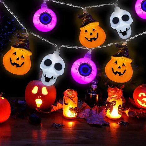 Decoration Halloween, 3 mètre 20 LED Guirlande Lumineuse, 3D Citrouille e Fées Lumières Halloween Decoration Exterieur, Deco Automne (1/5)