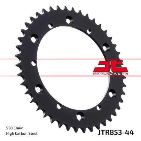 Pi帽贸n trasero de acero JT R853-44, 44 dientes, tama帽o 520 (1/2)