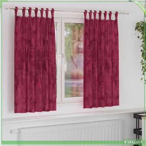 Rideaux en velours - FAFEISY - 175 x 140 cm - Rouge bordeaux - Occultant - Lot de 2 (1/5)