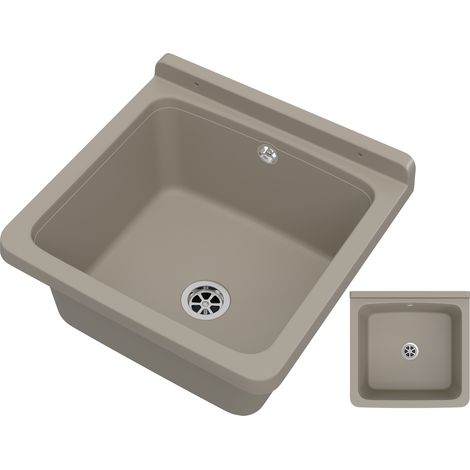 Évier Utilitaire Orta Granitan Beige pour Garage et Buanderie - 40 x 38 x 22,9 cm - Polypropylène Résistant avec Siphon et Kit d'Installation (1/5)
