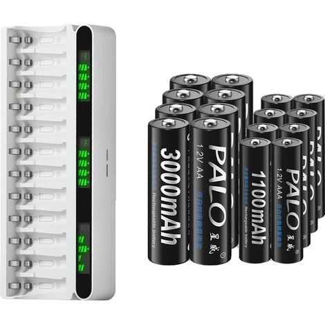 Batteries Rechargeables, Capacité de 3000mAh, Charge Rapide, 8AA 8AAA 1 Chargeur (1/2)