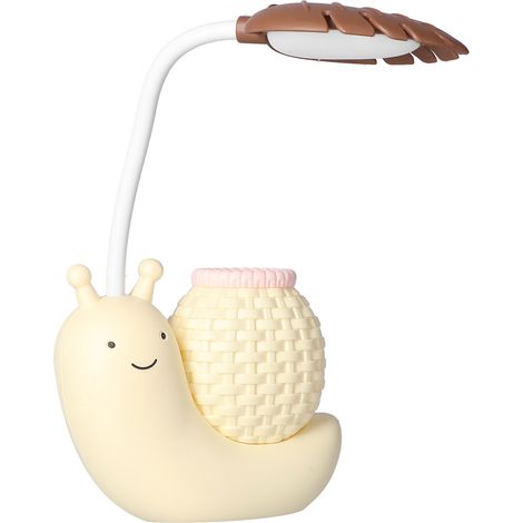 Lampe de bureau LED avec porte-stylo multifonction, chargement USB, jolie lampe de bureau pour étudiants et enfants, jaune (1/5)