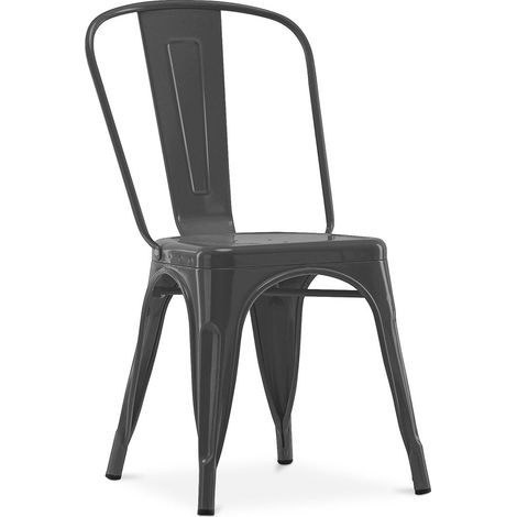 Chaise de salle à manger en acier – Style industriel – Finition brillante – Capacité 150kg – Dimensions 44x47x85.5cm – Tolix Style