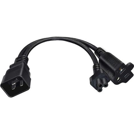 12,6" IEC320 C20 auf IEC320 C5+ Nema 5-20R Kurzkabel-Netzadapterkabel