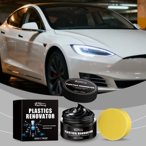 Automotive Plastic Parts Refurbishing Paste - Interior and Exterior Gloss Restoration, Polishing, and Refurbishing Paste - 50g + Sponge1 -- BIEMMEDUE (1/5)