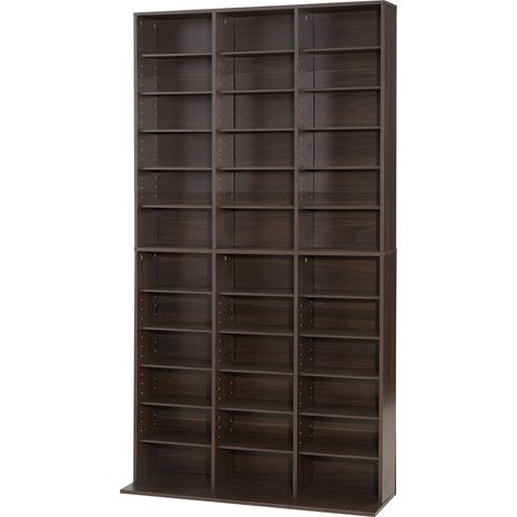 Mophorn Medienregal 1018x231x1810 mm, multifunktionales Aufbewahrungsregal mit 12 Ebenen und 36 Fächern für CDs, DVDs, Bücher und Spiele – ideal für Wohnzimmer, Büro oder Studio (1/5)