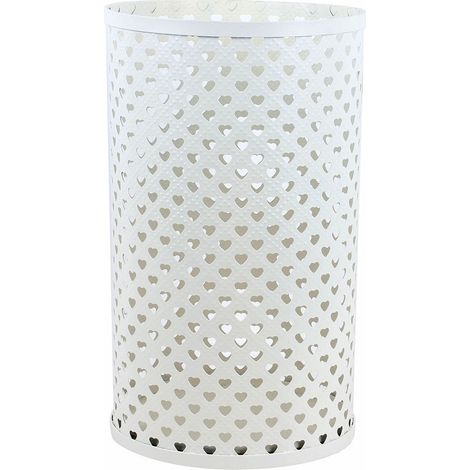 Porta ombrelli bianco vaschetta scola pioggia con decoro cuore bianco per negozio ufficio casa ingresso in metallo (1/5)