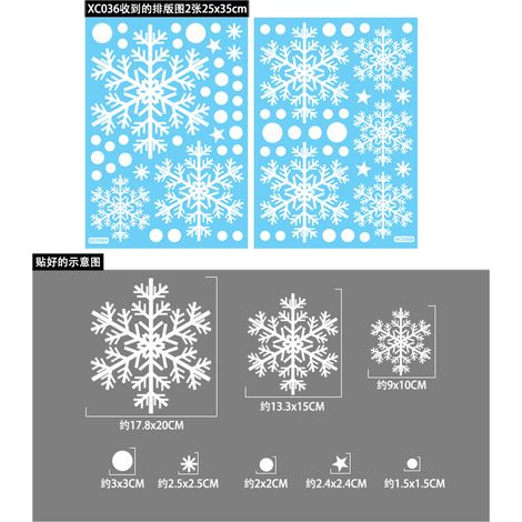 Autocollants statiques flocons de neige de Noël, autocollants décoratifs de Noël pour vitres, décorations de fenêtre pour le Nouvel An, autocollants flocons de neige dorés et argentés pour fenêtres.