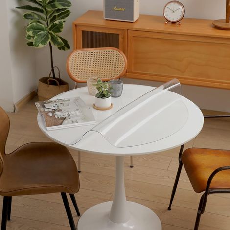 Thick Transparent Round Table Protector, Round PVC Tablecloth, Wooden Table Protector, for Kitchen, Dining Room, Outdoor, Transparent – Thickness 1.5 mm, Diameter 80 cm (1/5)