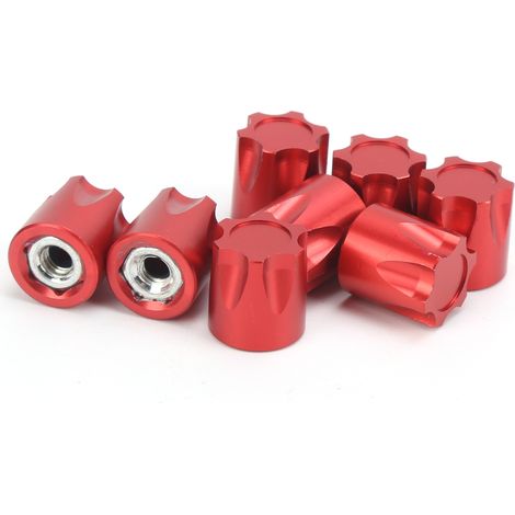 8 pièces Bouchons de Jante RC, Adaptateurs Écrous M4 pour Modèles 1/10 Traxxas, Axial SCX10, D90, Rouge (1/5)