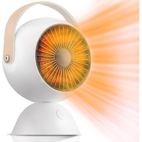 Calefactor mini (blanco), calefactor eléctrico cerámico PTC para interiores, calefactor pequeño para el hogar, dormitorio, oficina y debajo de escritorios. (1/5)