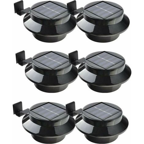 Lot de 6 lampes LED solaires noires pour gouttières, clôtures, jardin et murs. - AquaForge (1/5)