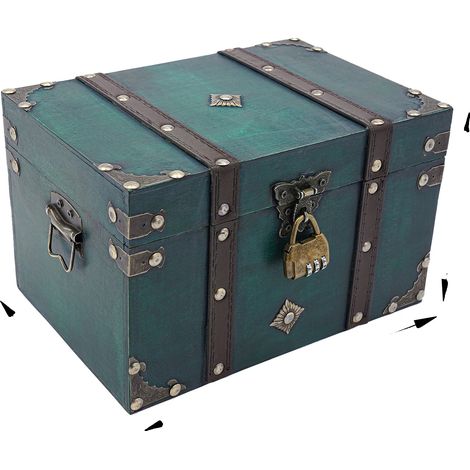 Joyero, diseño vintage, cerradura de combinación, verde (1/2)