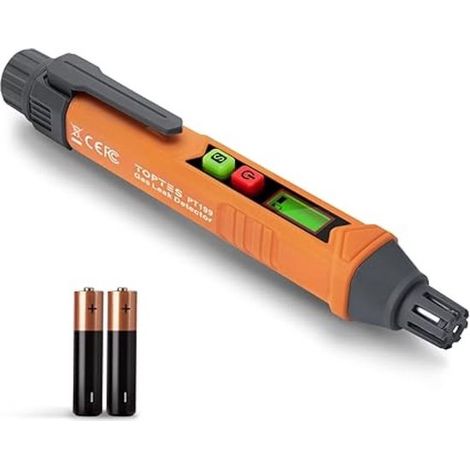 Gaswarngerät – Gasleckmelder mit akustischem und optischem Alarm – Erdgasalarm zur Erkennung brennbarer Gase – inklusive 2 Batterien – orange (1/5)