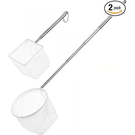 Épuisette aquarium acier inoxydable maille polyester extensible capture poissons crevettes nettoyage aquarium bassin étang (1/5)