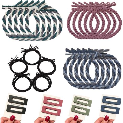 Élastique À Cheveux - Lot De 24 Pièces En Coton Élastique - Pour Femme Et Fille - Adapté Cheveux Épais Bouclés Lisses Ou Fins (1/5)