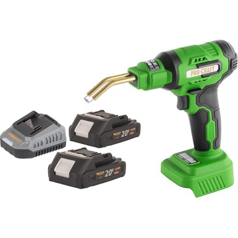 Soldador de plástico a batería Procraft CS40-bb 20 V 600 °C 0,7 - 1,1 A + 2 baterías de 2,0 Ah + cargador + maletín
