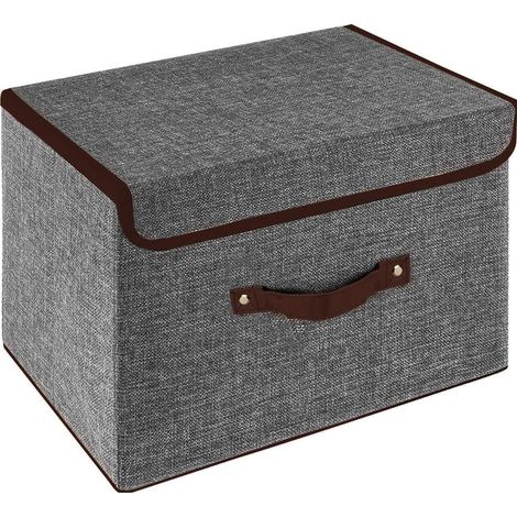 Cube de rangement avec poignées,Boîtes de Rangement avec couvercles,Pliables,pour la maison, le bureau,caisse rangement 25 x 19 x 16 cm (1 pièce, gris) (1/5)