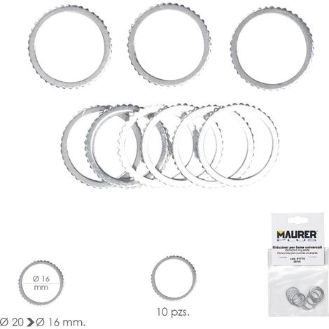adaptadores / reductores disco corte madera ø 20 a ø 16 mm. (bolsa 10 piezas)