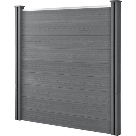 Valla de protección visual de madera compuesta para jardín 187 cm gris 030001478