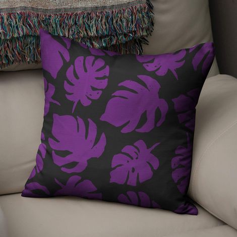 Housse de Coussin Motif, Violet et Noir Taie d'oreiller pour Lit Voiture Canapé Maison Salon Chambre, Décoration D'intérieur, 50x50cm - Conçu et Fabriqué en Turquie (1/4)