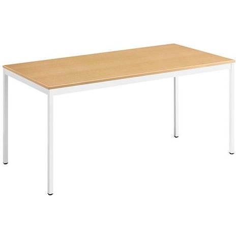 Table multi-usages hêtre L 160 x P 80 cm - Éco - piétement blanc - Maxiburo