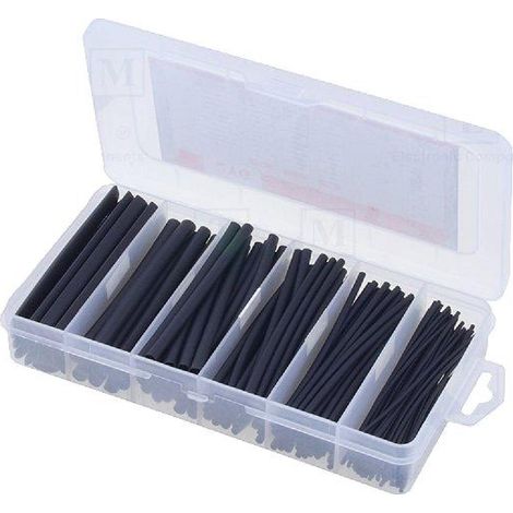Jeu de Gaine Thermo Retractable 170pieces Longueur 100mm noir polyolefine