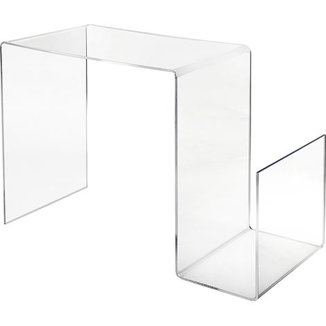 Tavolino in plexiglass di design trasparente con portariviste S-Table