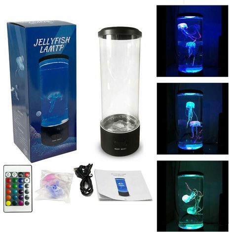 LED jellyfish lamp, large, colorful jellyfish simulation lamp, mood light for bedroom, USB night light for home, office, study, bedside table, living room (1/5)