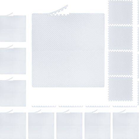 40x Tappeto da Palestra, per Bambini, Puzzle da Assemblare, 60x60 cm, con Bordi, Fonoassorbente, Gomma EVA, Bianco (1/5)
