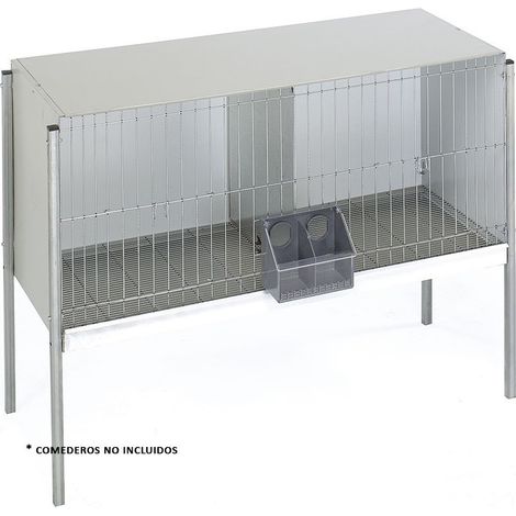 Cage à pigeons en tôle galvanisée 2 départements avec pieds, 100x45x75 cm (1/2)