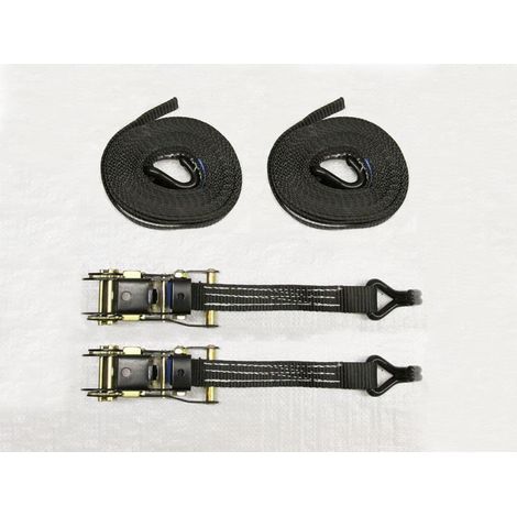 x2 Black 25MM 2M 1.5 Ton Ratchet Straps - 1500KG Metre Tie Down Lashing Claw J Hook