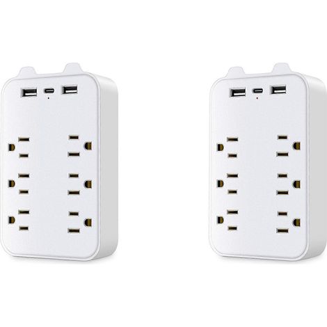 Protection contre les surtensions 9 en 1, multiprise 6 prises avec 3 ports USB, adaptateur secteur (1/5)