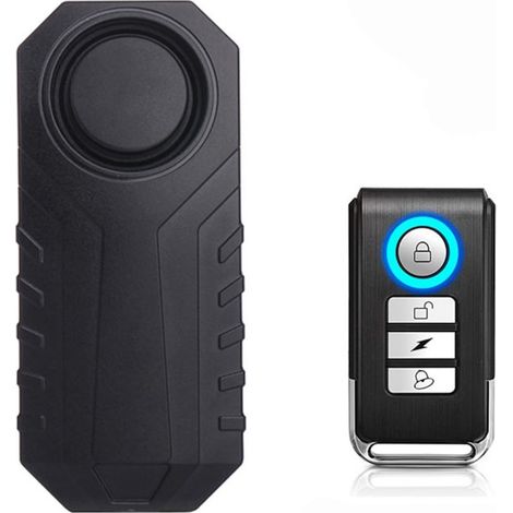 Alarme antivol pour vélo, moto, vélo électrique, scooter, tricycle, télécommande sans fil, capteur de vibrations réglable, 7 niveaux de sensibilité, 3 sonneries au choix, 3 niveaux de volume jusqu'à 1 (1/5)